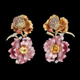 Rose Magnolia Earrings, Earring, Anabela Chan Joaillerie - Fine jewelry with laboratory grown and created gemstones hand-crafted in the United Kingdom. Anabela Chan Joaillerie is the first fine jewellery brand in the world to champion laboratory-grown and created gemstones with high jewellery design, artisanal craftsmanship and a focus on ethical and sustainable innovations.