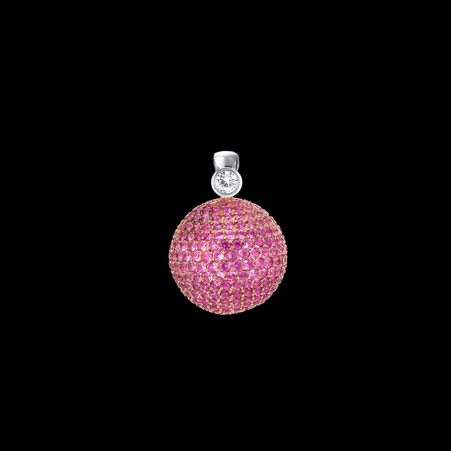 Tutti Frutti Rose Bauble Pendant, Necklace, Anabela Chan Joaillerie - Fine jewelry with laboratory grown and created gemstones hand-crafted in the United Kingdom. Anabela Chan Joaillerie is the first fine jewellery brand in the world to champion laboratory-grown and created gemstones with high jewellery design, artisanal craftsmanship and a focus on ethical and sustainable innovations.
