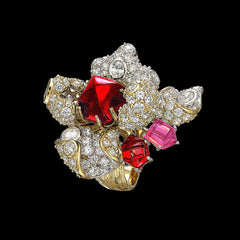 Ruby Blossom Ring, Ring, Anabela Chan Joaillerie - Fine jewelry with laboratory grown and created gemstones hand-crafted in the United Kingdom. Anabela Chan Joaillerie is the first fine jewellery brand in the world to champion laboratory-grown and created gemstones with high jewellery design, artisanal craftsmanship and a focus on ethical and sustainable innovations.