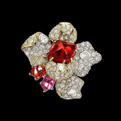 Ruby Blossom Ring, Ring, Anabela Chan Joaillerie - Fine jewelry with laboratory grown and created gemstones hand-crafted in the United Kingdom. Anabela Chan Joaillerie is the first fine jewellery brand in the world to champion laboratory-grown and created gemstones with high jewellery design, artisanal craftsmanship and a focus on ethical and sustainable innovations.