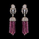 Ruby Tassel Earrings, Earring, Anabela Chan Joaillerie - Fine jewelry with laboratory grown and created gemstones hand-crafted in the United Kingdom. Anabela Chan Joaillerie is the first fine jewellery brand in the world to champion laboratory-grown and created gemstones with high jewellery design, artisanal craftsmanship and a focus on ethical and sustainable innovations.