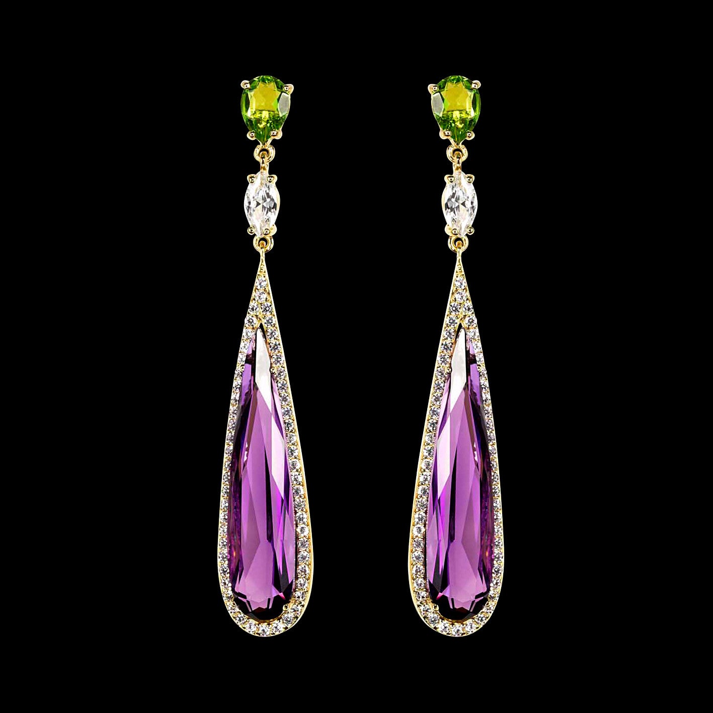 Shard Amethyst Earrings, Earring, Anabela Chan Joaillerie - Fine jewelry with laboratory grown and created gemstones hand-crafted in the United Kingdom. Anabela Chan Joaillerie is the first fine jewellery brand in the world to champion laboratory-grown and created gemstones with high jewellery design, artisanal craftsmanship and a focus on ethical and sustainable innovations.