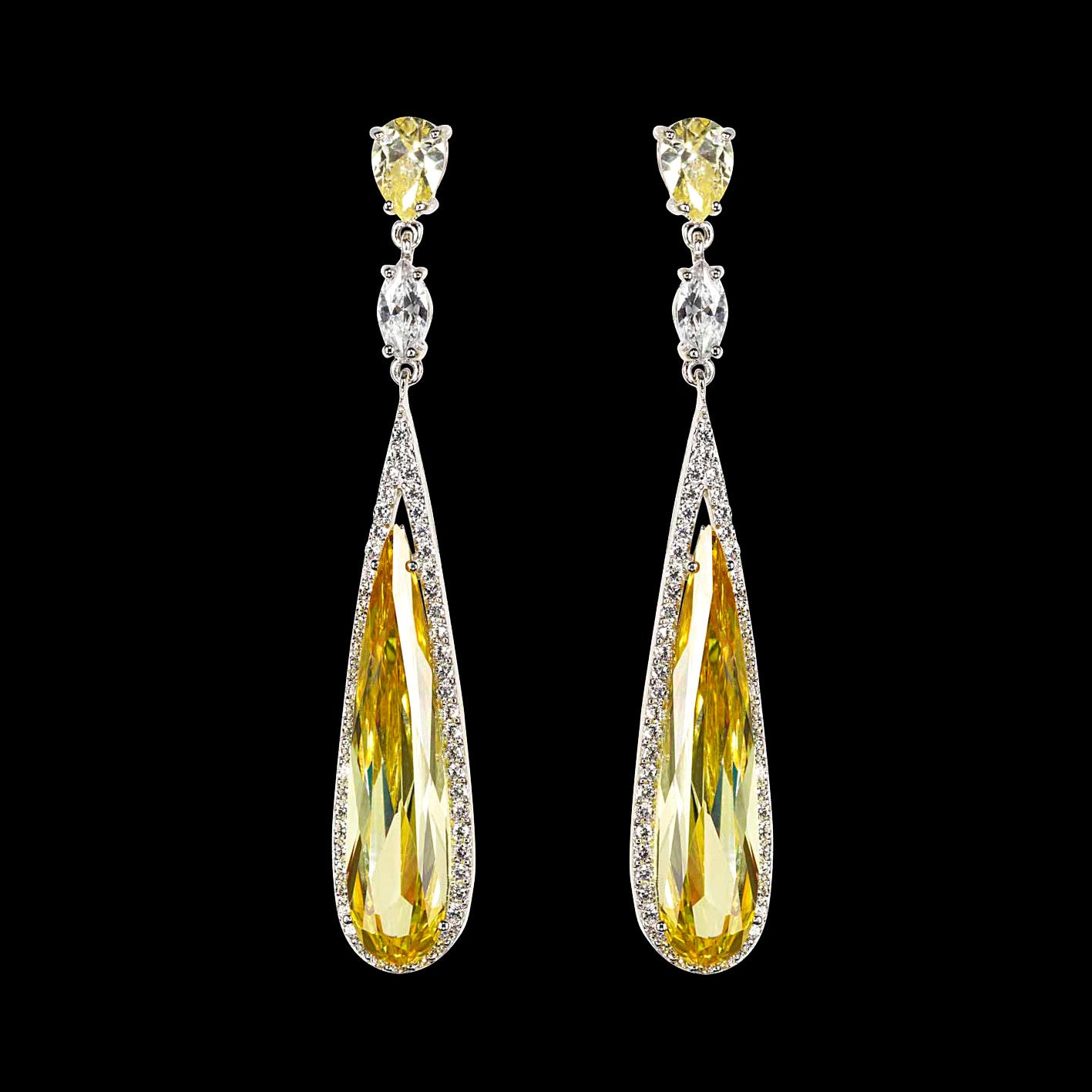 Shard Citrine Earrings, Earring, Anabela Chan Joaillerie - Fine jewelry with laboratory grown and created gemstones hand-crafted in the United Kingdom. Anabela Chan Joaillerie is the first fine jewellery brand in the world to champion laboratory-grown and created gemstones with high jewellery design, artisanal craftsmanship and a focus on ethical and sustainable innovations.
