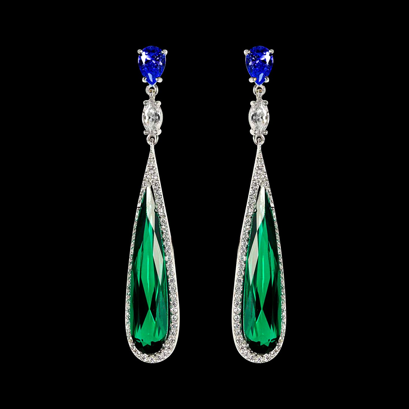 Shard Emerald Earrings, Earring, Anabela Chan Joaillerie - Fine jewelry with laboratory grown and created gemstones hand-crafted in the United Kingdom. Anabela Chan Joaillerie is the first fine jewellery brand in the world to champion laboratory-grown and created gemstones with high jewellery design, artisanal craftsmanship and a focus on ethical and sustainable innovations.