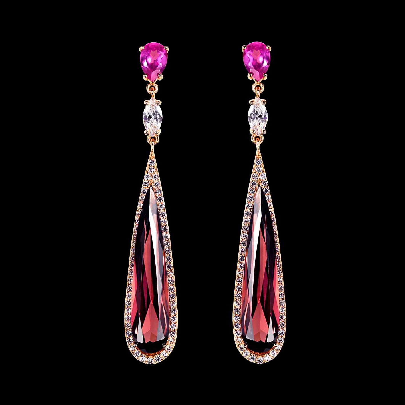 Shard Tourmaline Earrings, Earring, Anabela Chan Joaillerie - Fine jewelry with laboratory grown and created gemstones hand-crafted in the United Kingdom. Anabela Chan Joaillerie is the first fine jewellery brand in the world to champion laboratory-grown and created gemstones with high jewellery design, artisanal craftsmanship and a focus on ethical and sustainable innovations.