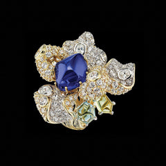 Sapphire Blossom Ring, Ring, Anabela Chan Joaillerie - Fine jewelry with laboratory grown and created gemstones hand-crafted in the United Kingdom. Anabela Chan Joaillerie is the first fine jewellery brand in the world to champion laboratory-grown and created gemstones with high jewellery design, artisanal craftsmanship and a focus on ethical and sustainable innovations.