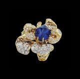 Sapphire Blossom Ring, Ring, Anabela Chan Joaillerie - Fine jewelry with laboratory grown and created gemstones hand-crafted in the United Kingdom. Anabela Chan Joaillerie is the first fine jewellery brand in the world to champion laboratory-grown and created gemstones with high jewellery design, artisanal craftsmanship and a focus on ethical and sustainable innovations.