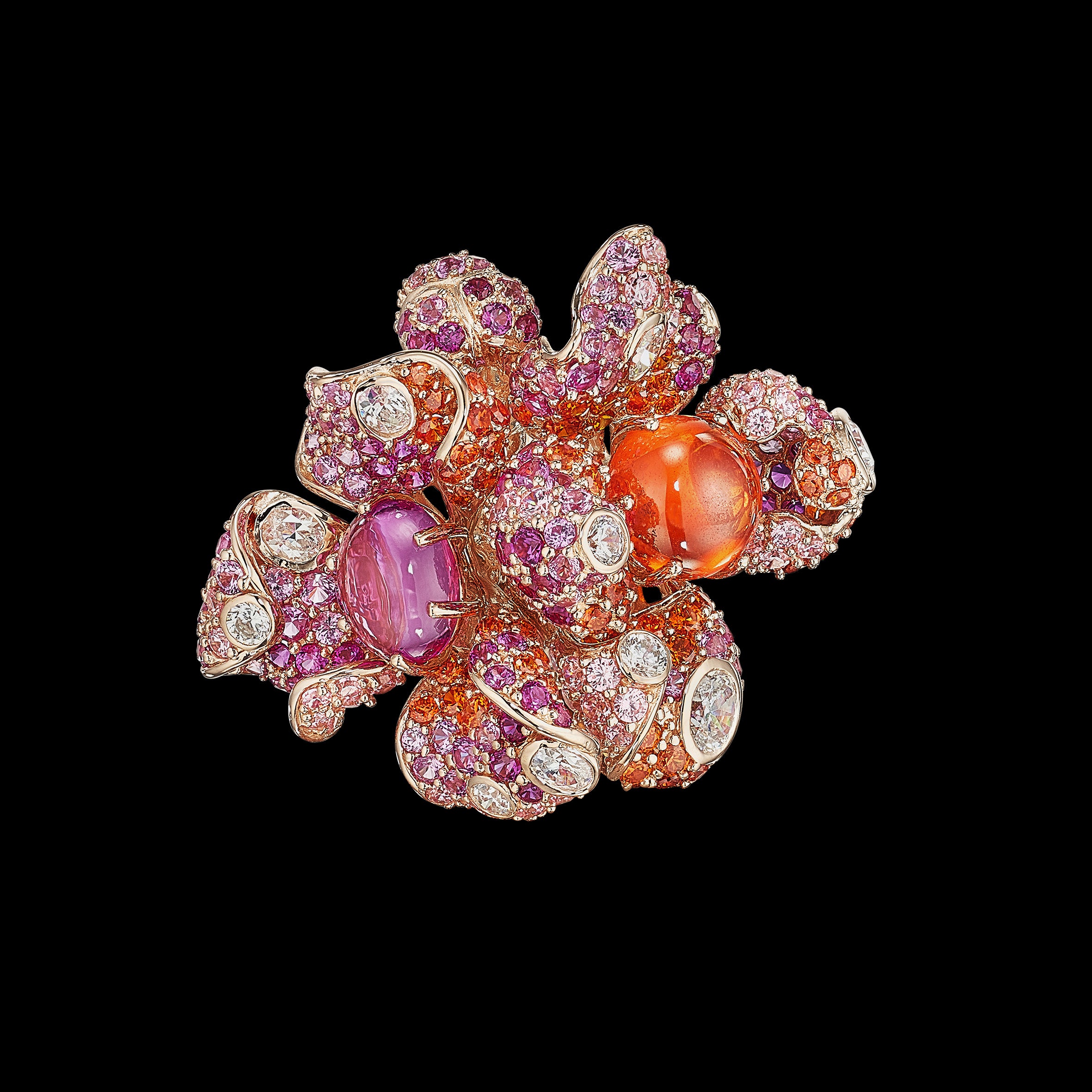 Sunset Blossom Ring, Ring, Anabela Chan Joaillerie - Fine jewelry with laboratory grown and created gemstones hand-crafted in the United Kingdom. Anabela Chan Joaillerie is the first fine jewellery brand in the world to champion laboratory-grown and created gemstones with high jewellery design, artisanal craftsmanship and a focus on ethical and sustainable innovations.