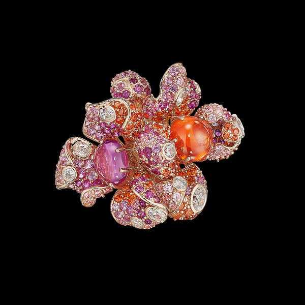Anabela Chan 18kt rose gold vermeil Goldenberry Sugarloaf gemstone and pearl ring - Orange