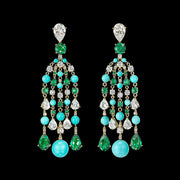 Turquoise Emerald Raindrop Earrings