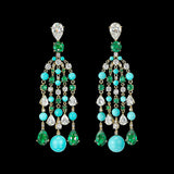 Turquoise Emerald Raindrop Earrings, Earring, Anabela Chan Joaillerie - Fine jewelry with laboratory grown and created gemstones hand-crafted in the United Kingdom. Anabela Chan Joaillerie is the first fine jewellery brand in the world to champion laboratory-grown and created gemstones with high jewellery design, artisanal craftsmanship and a focus on ethical and sustainable innovations.