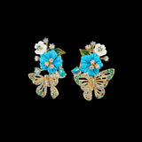 Turquoise Butterfly Bouquet Earrings, Earring, Anabela Chan Joaillerie - Fine jewelry with laboratory grown and created gemstones hand-crafted in the United Kingdom. Anabela Chan Joaillerie is the first fine jewellery brand in the world to champion laboratory-grown and created gemstones with high jewellery design, artisanal craftsmanship and a focus on ethical and sustainable innovations.