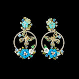Turquoise Butterfly Wreath Earrings, Earring, Anabela Chan Joaillerie - Fine jewelry with laboratory grown and created gemstones hand-crafted in the United Kingdom. Anabela Chan Joaillerie is the first fine jewellery brand in the world to champion laboratory-grown and created gemstones with high jewellery design, artisanal craftsmanship and a focus on ethical and sustainable innovations.