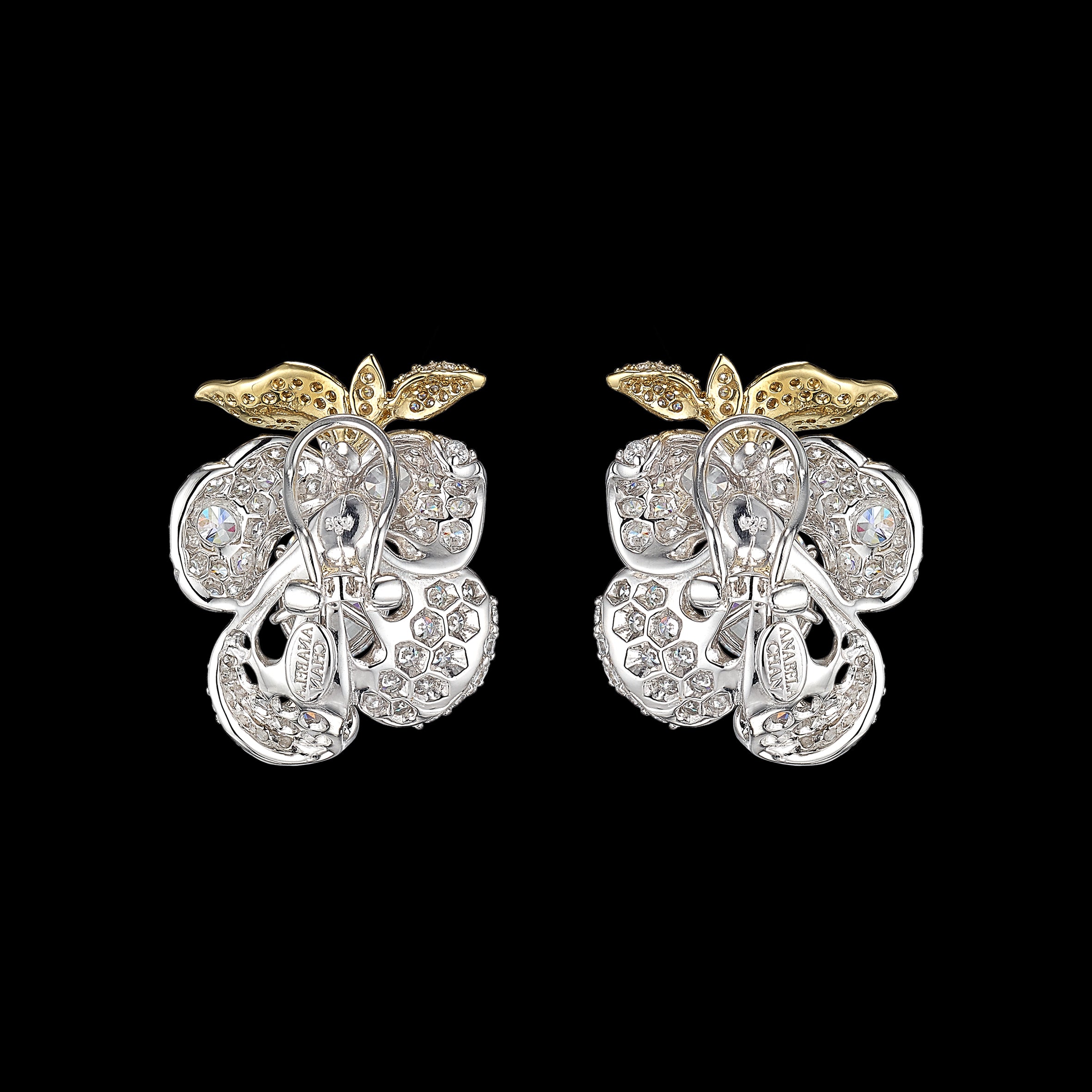 White Mini Blossom Diamond Earrings, Earring, Anabela Chan Joaillerie - Fine jewelry with laboratory grown and created gemstones hand-crafted in the United Kingdom. Anabela Chan Joaillerie is the first fine jewellery brand in the world to champion laboratory-grown and created gemstones with high jewellery design, artisanal craftsmanship and a focus on ethical and sustainable innovations.