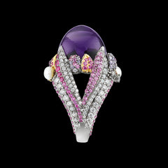 Amethyst Sugarloaf Berry Ring, Ring, Anabela Chan Joaillerie - Fine jewelry with laboratory grown and created gemstones hand-crafted in the United Kingdom. Anabela Chan Joaillerie is the first fine jewellery brand in the world to champion laboratory-grown and created gemstones with high jewellery design, artisanal craftsmanship and a focus on ethical and sustainable innovations.