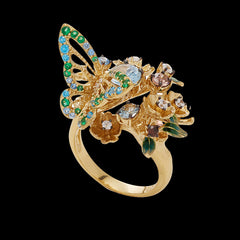 Aqua Orchard Ring, Ring, Anabela Chan Joaillerie - Fine jewelry with laboratory grown and created gemstones hand-crafted in the United Kingdom. Anabela Chan Joaillerie is the first fine jewellery brand in the world to champion laboratory-grown and created gemstones with high jewellery design, artisanal craftsmanship and a focus on ethical and sustainable innovations.