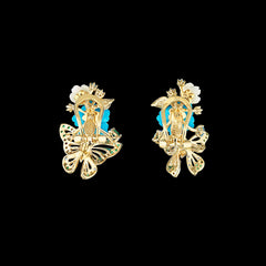 Turquoise Butterfly Bouquet Earrings, Earring, Anabela Chan Joaillerie - Fine jewelry with laboratory grown and created gemstones hand-crafted in the United Kingdom. Anabela Chan Joaillerie is the first fine jewellery brand in the world to champion laboratory-grown and created gemstones with high jewellery design, artisanal craftsmanship and a focus on ethical and sustainable innovations.