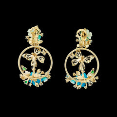 Turquoise Butterfly Wreath Earrings, Earring, Anabela Chan Joaillerie - Fine jewelry with laboratory grown and created gemstones hand-crafted in the United Kingdom. Anabela Chan Joaillerie is the first fine jewellery brand in the world to champion laboratory-grown and created gemstones with high jewellery design, artisanal craftsmanship and a focus on ethical and sustainable innovations.