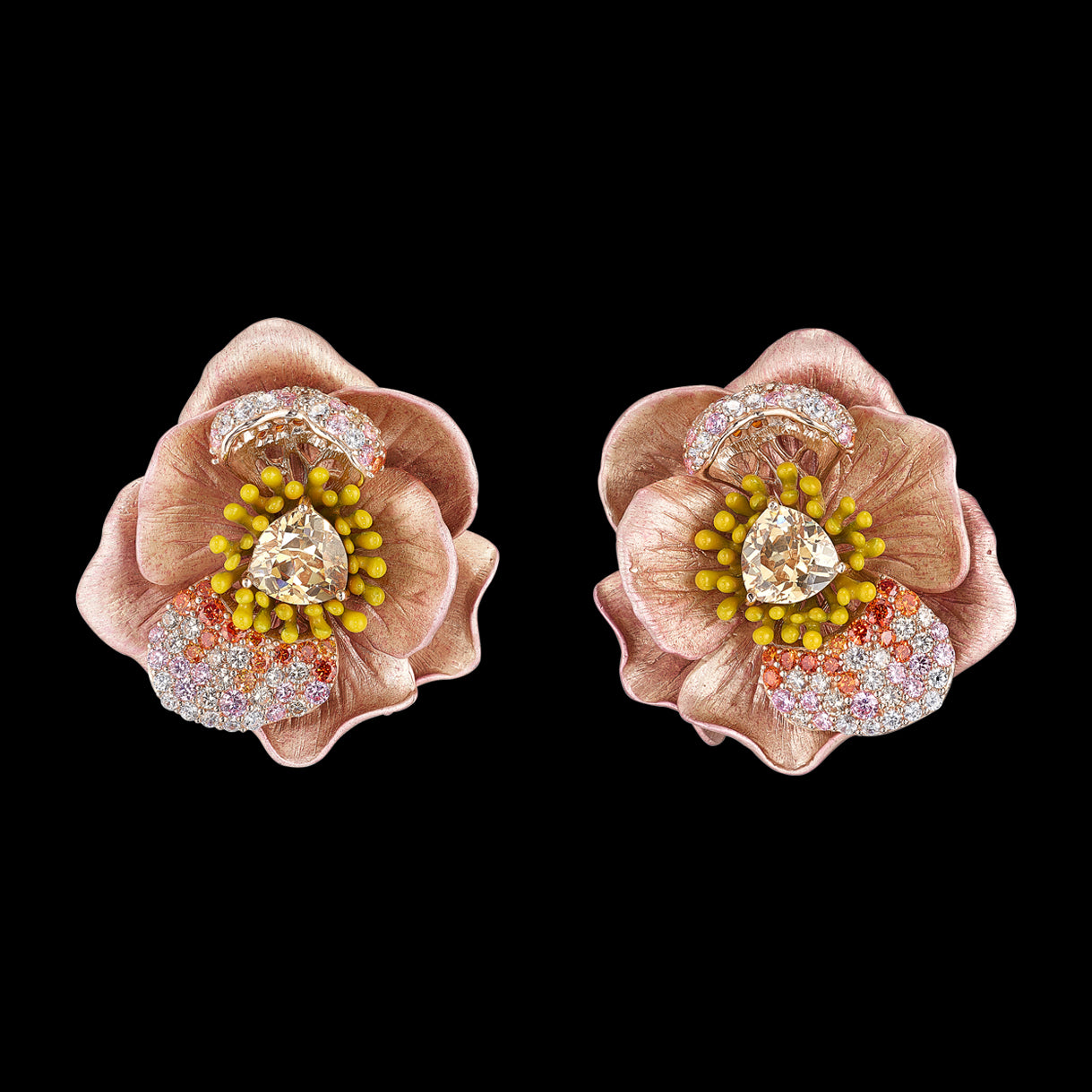 Blush Bloom Earrings, Earrings, Anabela Chan Joaillerie - Fine jewelry with laboratory grown and created gemstones hand-crafted in the United Kingdom. Anabela Chan Joaillerie is the first fine jewellery brand in the world to champion laboratory-grown and created gemstones with high jewellery design, artisanal craftsmanship and a focus on ethical and sustainable innovations.
