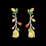 Canary Citrus Vine Earrings, Earring, Anabela Chan Joaillerie - Fine jewelry with laboratory grown and created gemstones hand-crafted in the United Kingdom. Anabela Chan Joaillerie is the first fine jewellery brand in the world to champion laboratory-grown and created gemstones with high jewellery design, artisanal craftsmanship and a focus on ethical and sustainable innovations.