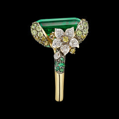 Emerald Cinderella Ring, Ring, Anabela Chan Joaillerie - Fine jewelry with laboratory grown and created gemstones hand-crafted in the United Kingdom. Anabela Chan Joaillerie is the first fine jewellery brand in the world to champion laboratory-grown and created gemstones with high jewellery design, artisanal craftsmanship and a focus on ethical and sustainable innovations.
