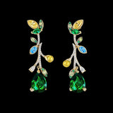 Emerald Citrus Vine Earrings, Earring, Anabela Chan Joaillerie - Fine jewelry with laboratory grown and created gemstones hand-crafted in the United Kingdom. Anabela Chan Joaillerie is the first fine jewellery brand in the world to champion laboratory-grown and created gemstones with high jewellery design, artisanal craftsmanship and a focus on ethical and sustainable innovations.