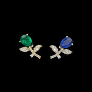 Emerald Sapphire Tulip Earrings