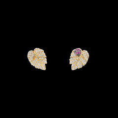 Strawberry Vine Earrings, Earring, Anabela Chan Joaillerie - Fine jewelry with laboratory grown and created gemstones hand-crafted in the United Kingdom. Anabela Chan Joaillerie is the first fine jewellery brand in the world to champion laboratory-grown and created gemstones with high jewellery design, artisanal craftsmanship and a focus on ethical and sustainable innovations.