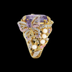 Lilac Swallowtail Ring, Ring, Anabela Chan Joaillerie - Fine jewelry with laboratory grown and created gemstones hand-crafted in the United Kingdom. Anabela Chan Joaillerie is the first fine jewellery brand in the world to champion laboratory-grown and created gemstones with high jewellery design, artisanal craftsmanship and a focus on ethical and sustainable innovations.