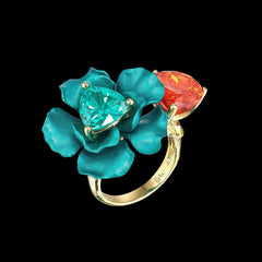 Mandarin Paraiba Bloom Ring, Ring, Anabela Chan Joaillerie - Fine jewelry with laboratory grown and created gemstones hand-crafted in the United Kingdom. Anabela Chan Joaillerie is the first fine jewellery brand in the world to champion laboratory-grown and created gemstones with high jewellery design, artisanal craftsmanship and a focus on ethical and sustainable innovations.