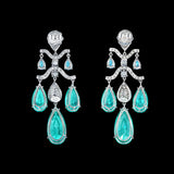 Paraiba Chandelier Earrings, Earring, Anabela Chan Joaillerie - Fine jewelry with laboratory grown and created gemstones hand-crafted in the United Kingdom. Anabela Chan Joaillerie is the first fine jewellery brand in the world to champion laboratory-grown and created gemstones with high jewellery design, artisanal craftsmanship and a focus on ethical and sustainable innovations.