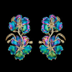 Rainbow Magnolia Earrings, Earring, Anabela Chan Joaillerie - Fine jewelry with laboratory grown and created gemstones hand-crafted in the United Kingdom. Anabela Chan Joaillerie is the first fine jewellery brand in the world to champion laboratory-grown and created gemstones with high jewellery design, artisanal craftsmanship and a focus on ethical and sustainable innovations.