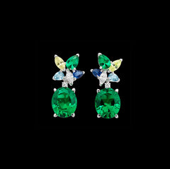 Emerald Lily Earrings, Earring, Anabela Chan Joaillerie - Fine jewelry with laboratory grown and created gemstones hand-crafted in the United Kingdom. Anabela Chan Joaillerie is the first fine jewellery brand in the world to champion laboratory-grown and created gemstones with high jewellery design, artisanal craftsmanship and a focus on ethical and sustainable innovations.