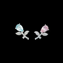 Rose Blue Tulip Earrings, Earring, Anabela Chan Joaillerie - Fine jewelry with laboratory grown and created gemstones hand-crafted in the United Kingdom. Anabela Chan Joaillerie is the first fine jewellery brand in the world to champion laboratory-grown and created gemstones with high jewellery design, artisanal craftsmanship and a focus on ethical and sustainable innovations.