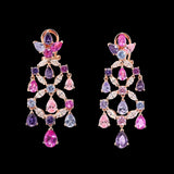 Rose Amethyst Chandelier Earrings, Earring, Anabela Chan Joaillerie - Fine jewelry with laboratory grown and created gemstones hand-crafted in the United Kingdom. Anabela Chan Joaillerie is the first fine jewellery brand in the world to champion laboratory-grown and created gemstones with high jewellery design, artisanal craftsmanship and a focus on ethical and sustainable innovations.