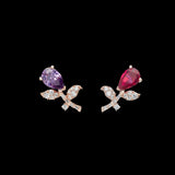 Ruby Amethyst Tulip Earrings, Earring, Anabela Chan Joaillerie - Fine jewelry with laboratory grown and created gemstones hand-crafted in the United Kingdom. Anabela Chan Joaillerie is the first fine jewellery brand in the world to champion laboratory-grown and created gemstones with high jewellery design, artisanal craftsmanship and a focus on ethical and sustainable innovations.