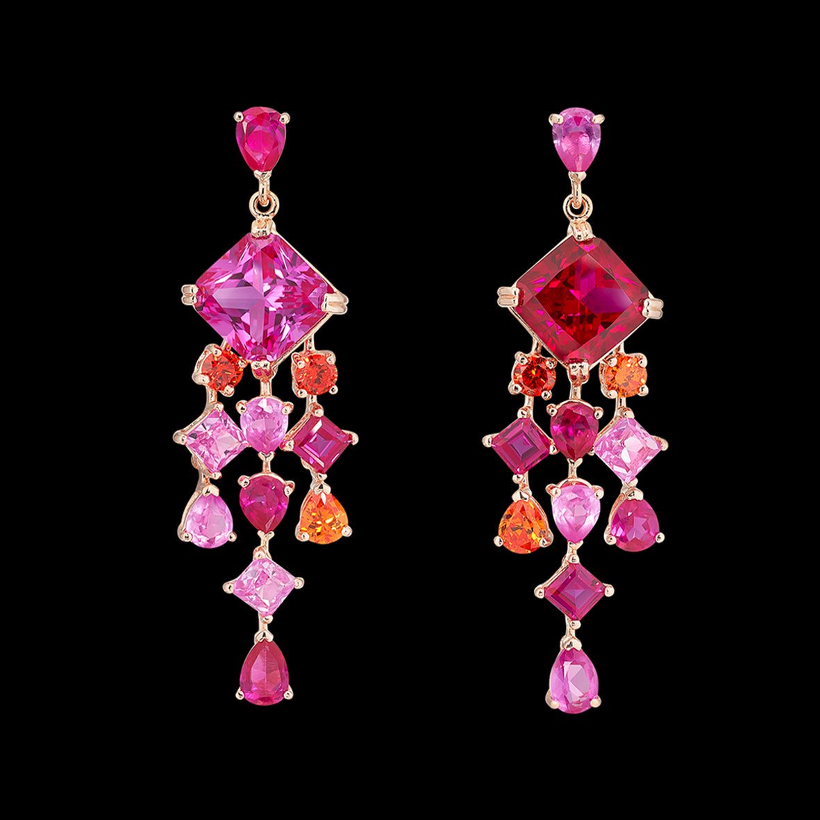 Ruby Asscher Drop Earrings, Earring, Anabela Chan Joaillerie - Fine jewelry with laboratory grown and created gemstones hand-crafted in the United Kingdom. Anabela Chan Joaillerie is the first fine jewellery brand in the world to champion laboratory-grown and created gemstones with high jewellery design, artisanal craftsmanship and a focus on ethical and sustainable innovations.