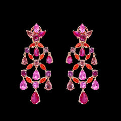 Ruby Chandelier Earrings, Earring, Anabela Chan Joaillerie - Fine jewelry with laboratory grown and created gemstones hand-crafted in the United Kingdom. Anabela Chan Joaillerie is the first fine jewellery brand in the world to champion laboratory-grown and created gemstones with high jewellery design, artisanal craftsmanship and a focus on ethical and sustainable innovations.