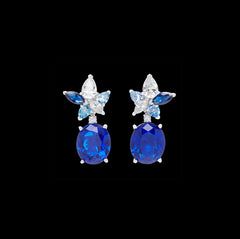 Sapphire Lily Earrings, Earring, Anabela Chan Joaillerie - Fine jewelry with laboratory grown and created gemstones hand-crafted in the United Kingdom. Anabela Chan Joaillerie is the first fine jewellery brand in the world to champion laboratory-grown and created gemstones with high jewellery design, artisanal craftsmanship and a focus on ethical and sustainable innovations.