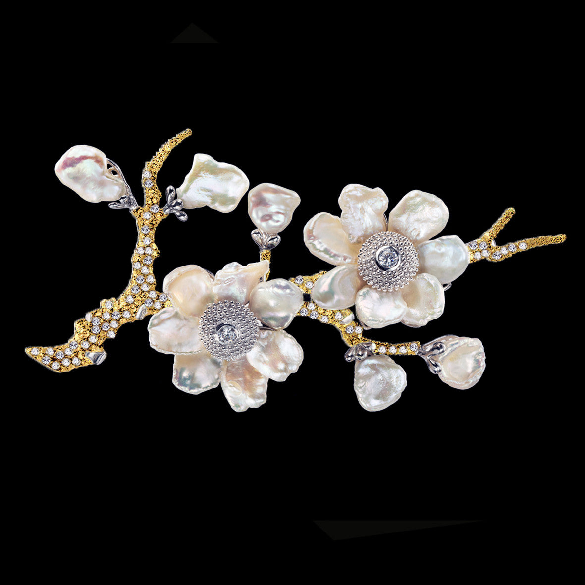 Gold Cherry Blossom Brooch – Anabela Chan Joaillerie