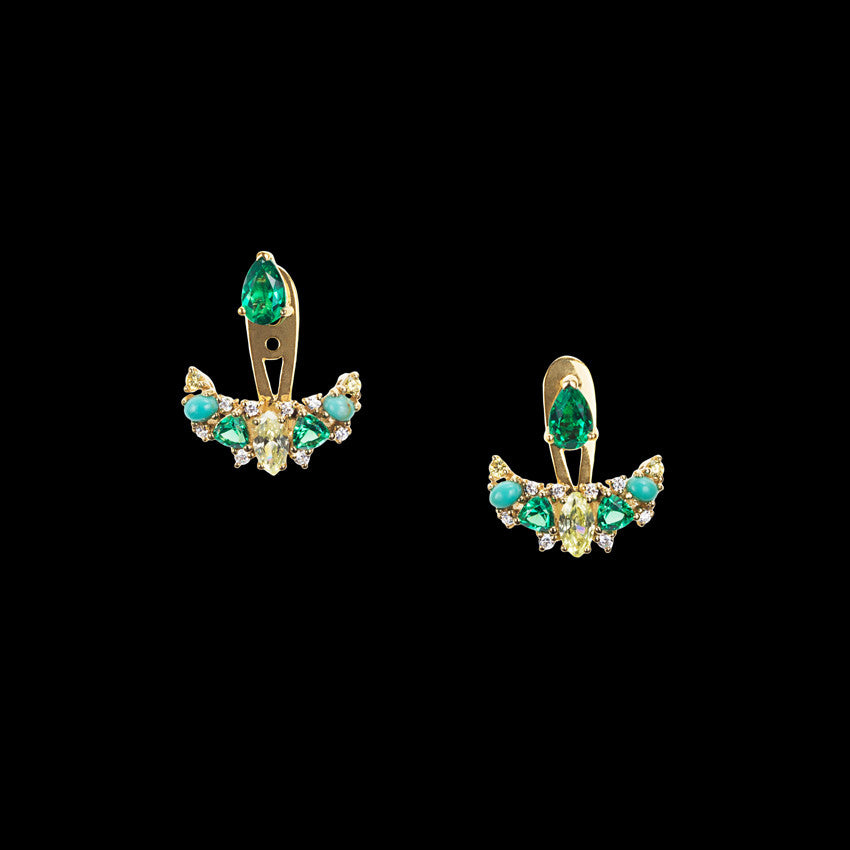 Emerald Twinkle Ear-Jacket, Earring, Anabela Chan Joaillerie - Fine jewelry with laboratory grown and created gemstones hand-crafted in the United Kingdom. Anabela Chan Joaillerie is the first fine jewellery brand in the world to champion laboratory-grown and created gemstones with high jewellery design, artisanal craftsmanship and a focus on ethical and sustainable innovations.