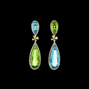 Mini Aqua and Green Tourmaline Papillon Earrings