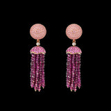 Rose Bauble Tassel Earrings, Earring, Anabela Chan Joaillerie - Fine jewelry with laboratory grown and created gemstones hand-crafted in the United Kingdom. Anabela Chan Joaillerie is the first fine jewellery brand in the world to champion laboratory-grown and created gemstones with high jewellery design, artisanal craftsmanship and a focus on ethical and sustainable innovations.