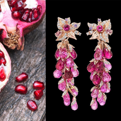 Ruby Coralbell Earrings, Earring, Anabela Chan Joaillerie - Fine jewelry with laboratory grown and created gemstones hand-crafted in the United Kingdom. Anabela Chan Joaillerie is the first fine jewellery brand in the world to champion laboratory-grown and created gemstones with high jewellery design, artisanal craftsmanship and a focus on ethical and sustainable innovations.