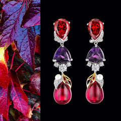 Violet Ruby Berry Earrings, Earring, Anabela Chan Joaillerie - Fine jewelry with laboratory grown and created gemstones hand-crafted in the United Kingdom. Anabela Chan Joaillerie is the first fine jewellery brand in the world to champion laboratory-grown and created gemstones with high jewellery design, artisanal craftsmanship and a focus on ethical and sustainable innovations.