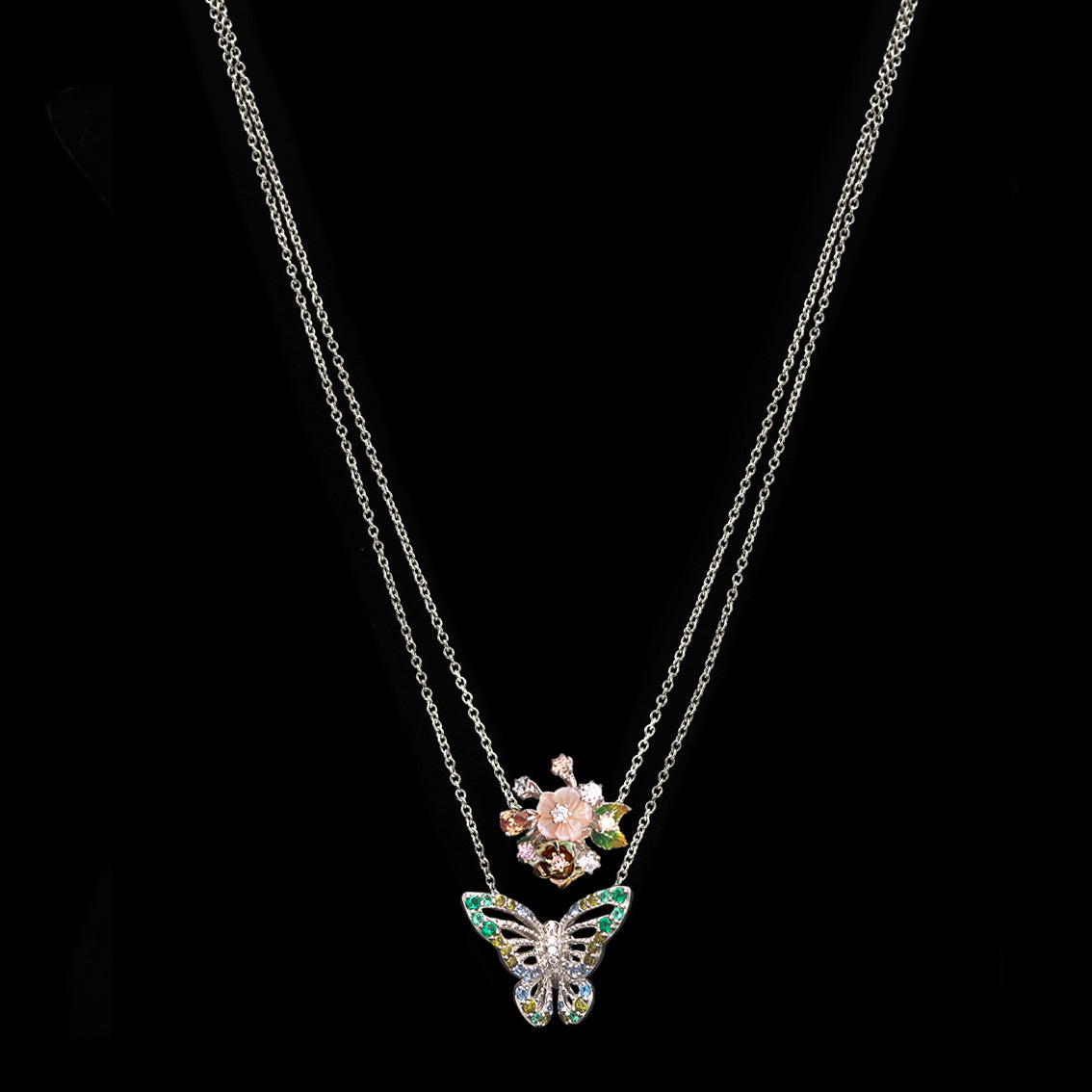 0.16CTW Diamond Butterfly Charm Necklace 14K Gold