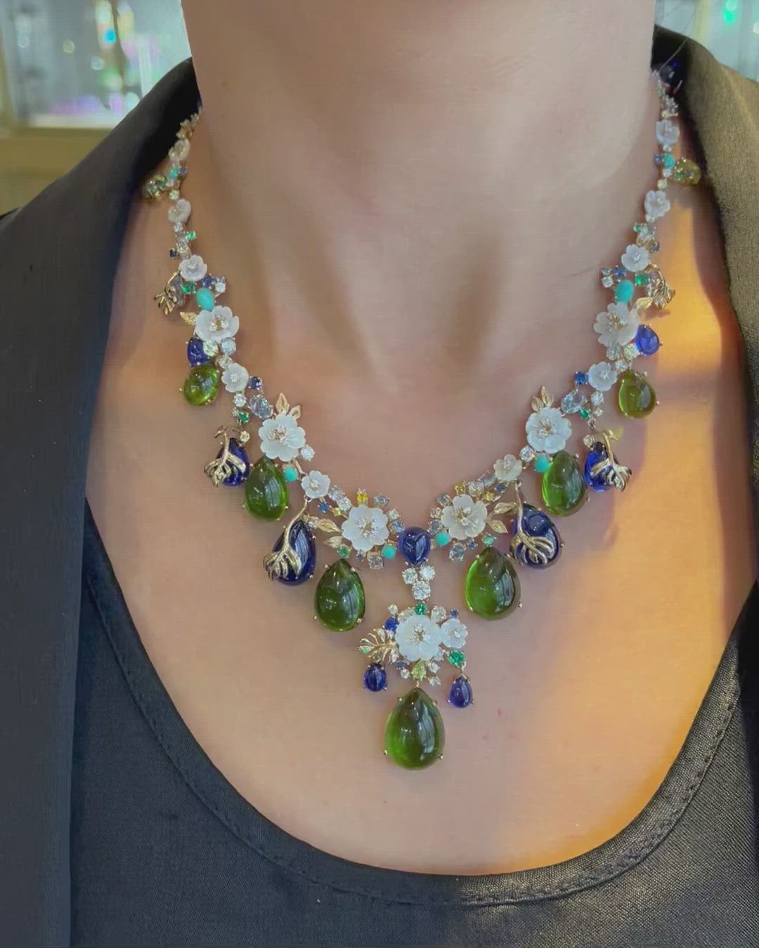 Sapphire Peridot Paradise Necklace