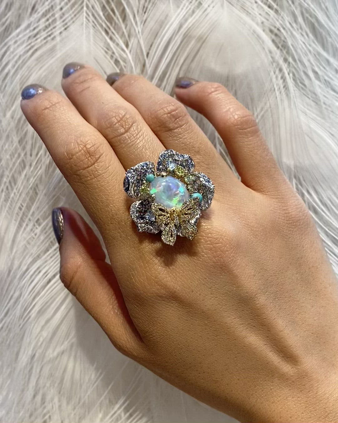 Sky Opal Bloom Ring