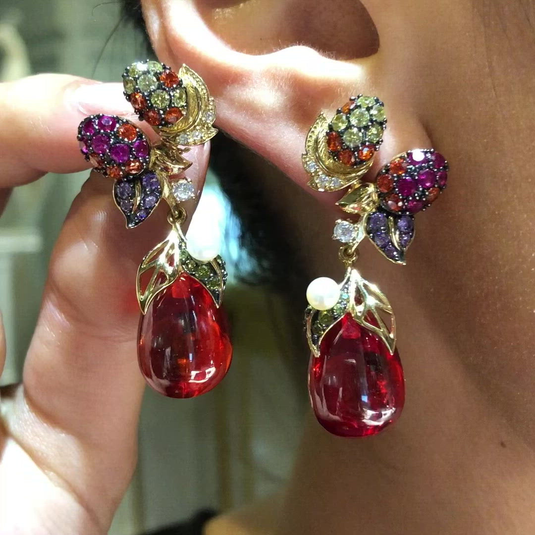 Raspberry Drop Earrings