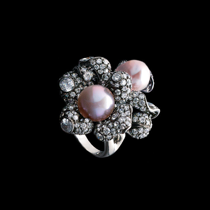 Blossom Pearl Ring, Ring, Anabela Chan Joaillerie - Fine jewelry with laboratory grown and created gemstones hand-crafted in the United Kingdom. Anabela Chan Joaillerie is the first fine jewellery brand in the world to champion laboratory-grown and created gemstones with high jewellery design, artisanal craftsmanship and a focus on ethical and sustainable innovations.
